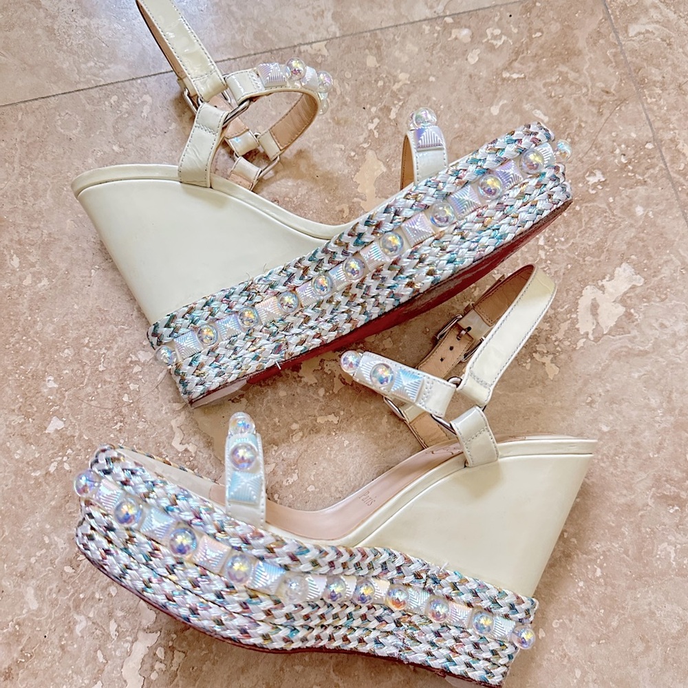 Christian Louboutin Cream Patent Sandals